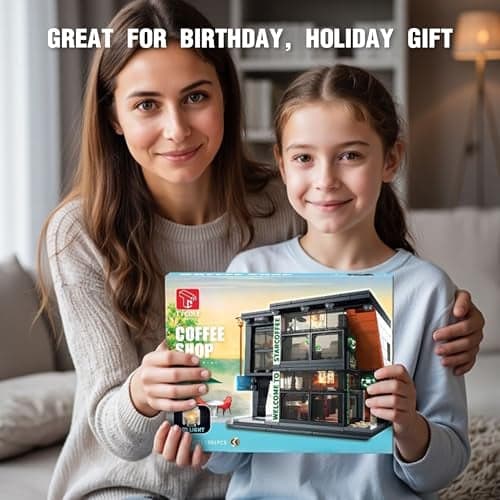 Café City Jeu de Construction avec Éclairage LED, 581 Pièces Architecture Modèle Coffee Maison, Cadeau pour Enfants, Garçons, Filles et Adultes à partir de 6 Ans, Jouet Décoration - Image 7