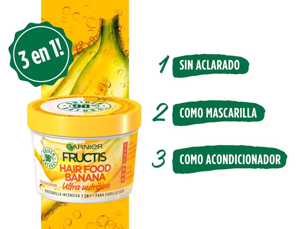 Garnier    

            Fructis Hair Food Mascarilla Cabello 3 en 1 Banana - Image 3