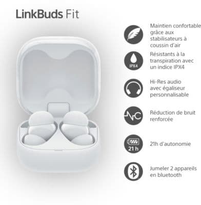 Ecouteurs SONY Linkbuds Fit Blanc - Image 3