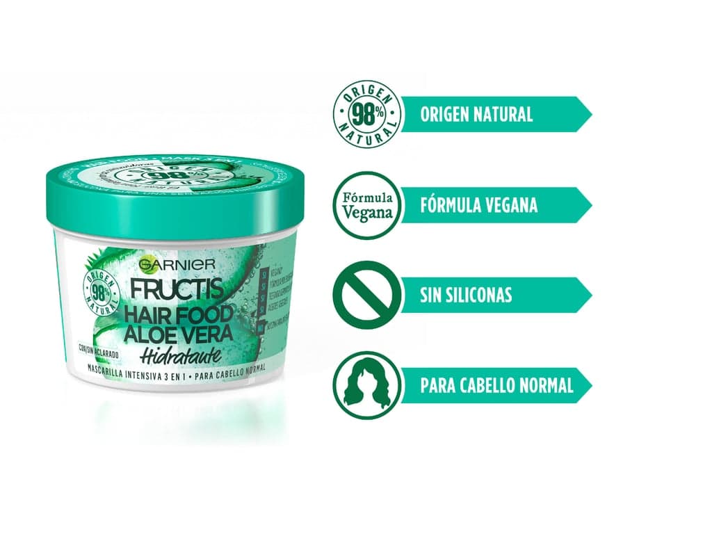 Garnier    

            Fructis Hair Food Mascarilla Cabello 3 en 1 Aloe Vera - Image 3