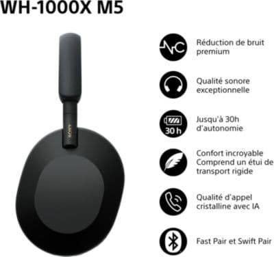 Casque SONY WH-1000XM5 Noir - Image 2