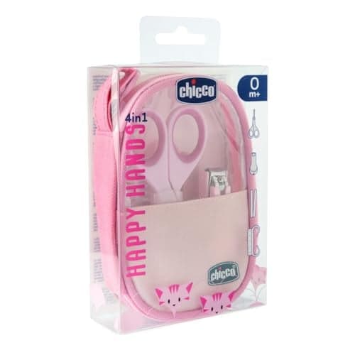 Chicco Set Manucure pour Bébé Fille, Avec Ciseaux, Lime en Carton, Coupe-ongles, Brosse à Ongles, Idée Cadeau pour Bébé Fille, Rose, 0 Mois+ - Image 3