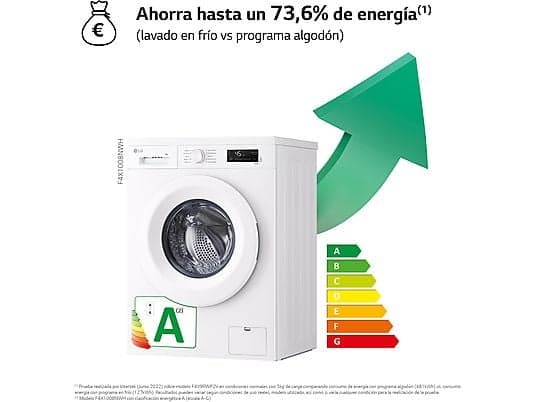 Lavadora carga frontal - LG F4X1008NWH, 8 kg, 1400 rpm, 10 programas, AI Direct Drive™, ThinQ™, Blanco Marfil - Image 4