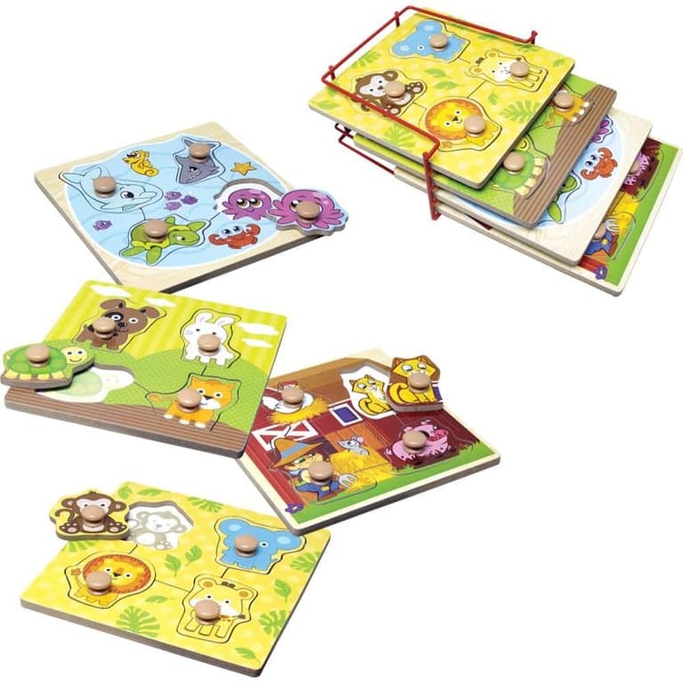 PUZZLES EN BOIS 4 PIECES BEBES ANIMAUX - Image 1