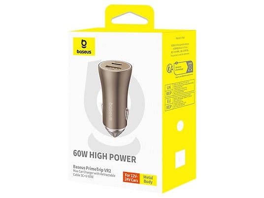 Cargador coche - Baseus PrimeTrip VP1, Universal, 60W, Stellar Gold - Image 3