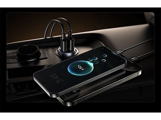 Cargador coche - Baseus Tiny Star Mini, Universal, Tipo-C y USB, 30W, Con cable, Negro Cosmic - Image 5
