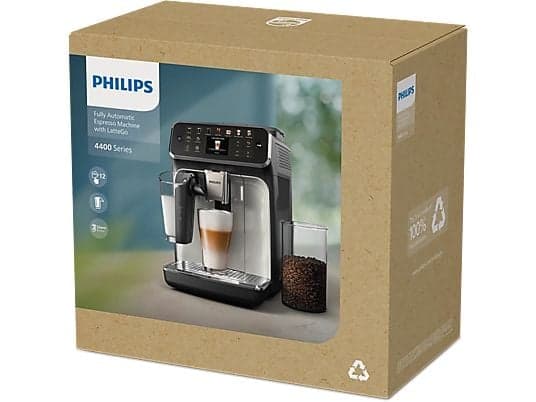 Cafetera superautomática - Philips EP4441/50, LatteGo, Pantalla táctil, 12 ajustes, Función QuickStart, 15 bar, 1500 W, Filtro AquaClean, 1.8 l, Negro - Image 6