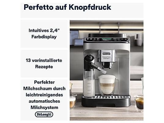 DELONGHI Magnifica Evo Next ECAM310.80.SB - 13 Rezepte, 3 Benutzerprofile, einfache Bedienung, Kaffeevollautomat Silber/Schwarz - Image 5