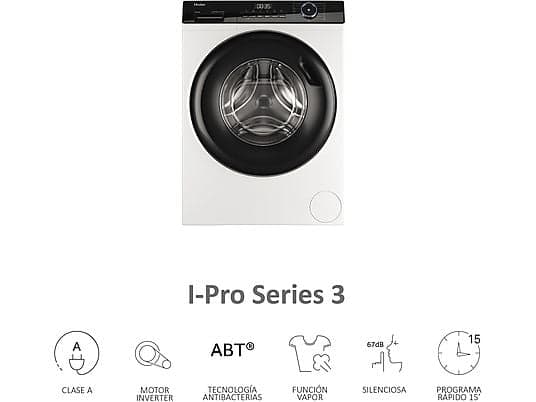 Lavadora carga frontal - Haier I-Pro Series 3 HW90-BP14939-S, 9kg, 1400rpm, Motor Inverter, Vapor, Antibacterias, Blanco - Image 4