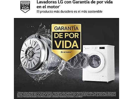 Lavadora carga frontal - LG F4X1008NWH, 8 kg, 1400 rpm, 10 programas, AI Direct Drive™, ThinQ™, Blanco Marfil - Image 5