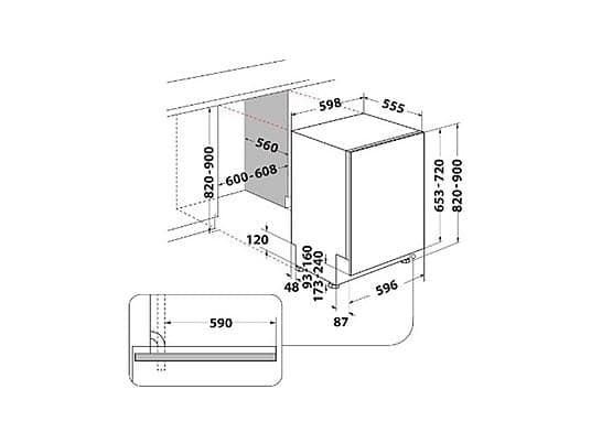 Lavavajillas integrable - Whirlpool WRIC 3C26, 14 servicios, 8 programas, 60 cm, Power Clean, 6th SENSE, Inox - Image 3