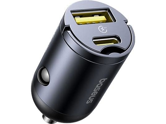 Cargador coche - Baseus Tiny Star Mini, Universal, Tipo-C y USB, 30W, Con cable, Negro Cosmic - Image 2
