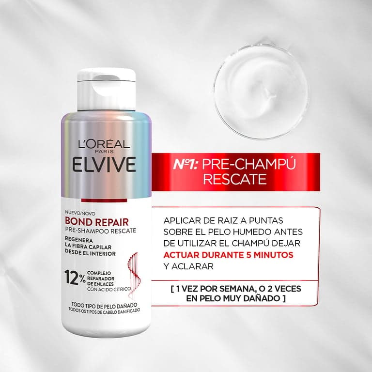 L'Oréal París    

            ELVIVE Bond Repair Pre-champú Rescate Rutina de Reconstrucción Profunda - Image 4