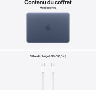 Ordinateur Apple MACBOOK Neo Puce A18 Pro CPU 6 / GPU 5 coeurs Mémoire RAM 8Go Stockage 512Go SSD Indigo - Image 10