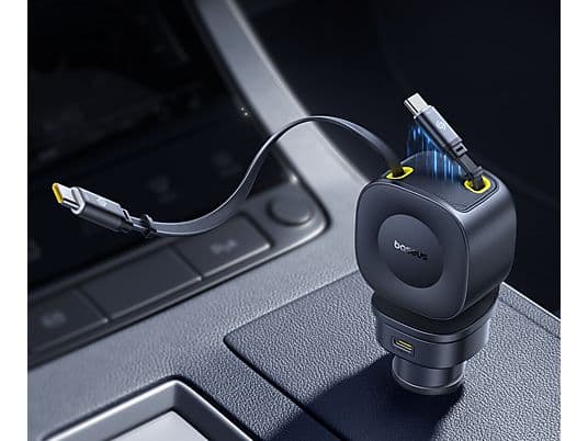 Cargador coche - Baseus PrimeTrip VR2 Max, Universal, Tipo C y USB, Sistema retráctil magnético, Carga rápida multidispositivo, Giro 450º, 100W, Negro - Image 5
