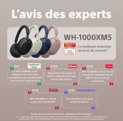 Casque SONY WH-1000XM5 Argent - Image 3