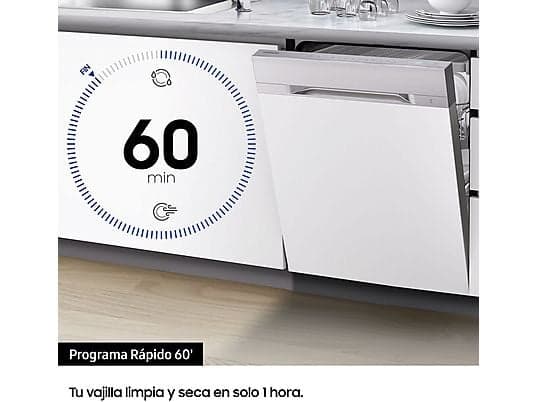 Lavavajillas - Samsung DW60M6050FS, 14 servicios, 7 programas, 59.8 cm, Función Higiene, Configuración Flexible, Inox - Image 5