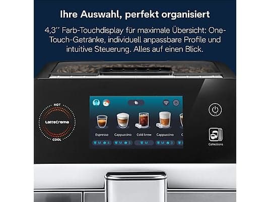DELONGHI ECAM 470.85.MB ELETTA ULTRA – über 50 Rezepte, heißer und kalter Milchschaum, 4 Benutzerprofile, intuitive Touch-Bedienung, Kaffeevollautomat Silber - Image 6