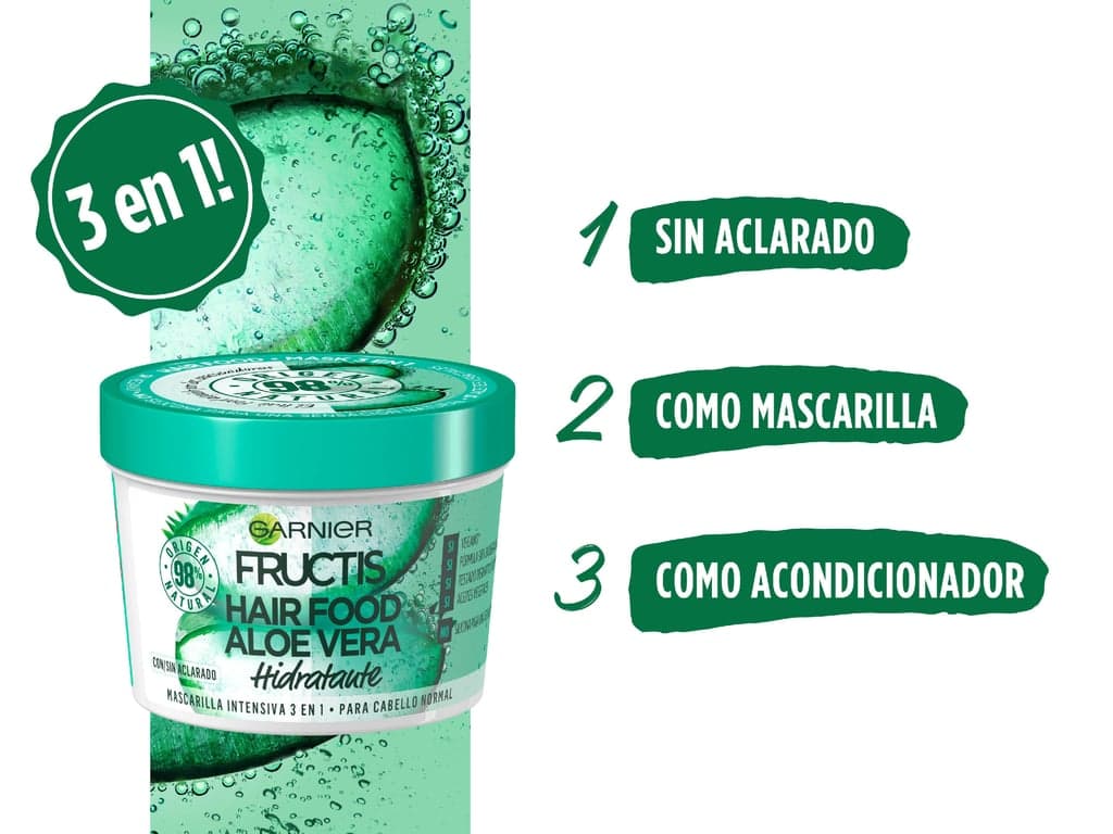 Garnier    

            Fructis Hair Food Mascarilla Cabello 3 en 1 Aloe Vera - Image 4