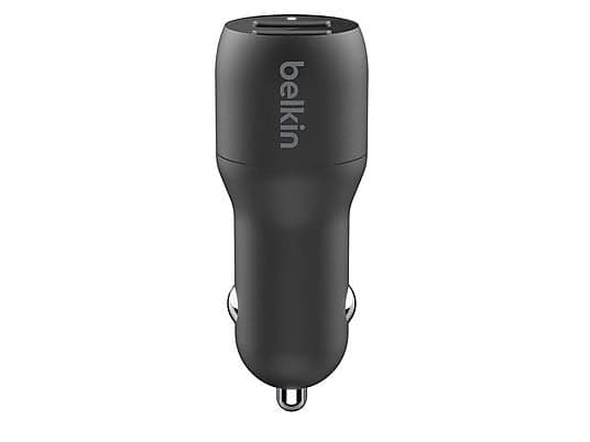 Cargador USB para coche - Belkin CCB001btBK, Dispositivos con carga USB-A, Doble puerto, 24W con 12 vatios por puerto, Negro - Image 4