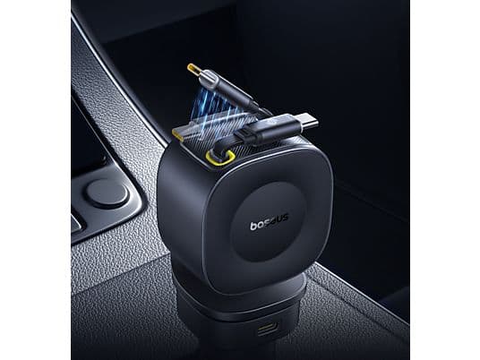 Cargador coche - Baseus PrimeTrip VR2 Max, Universal, Tipo C y USB, Sistema retráctil magnético, Carga rápida multidispositivo, Giro 450º, 100W, Negro - Image 6