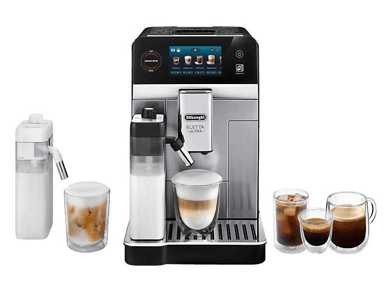 DELONGHI ECAM 470.85.MB ELETTA ULTRA – über 50 Rezepte, heißer und kalter Milchschaum, 4 Benutzerprofile, intuitive Touch-Bedienung, Kaffeevollautomat Silber - Image 1