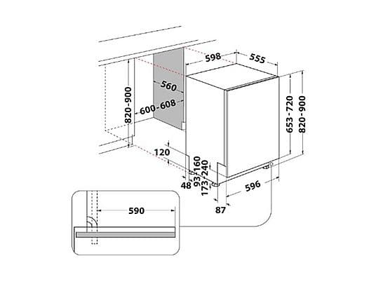 Lavavajillas integrable - Whirlpool WI 7020 PF, 14 cubiertos, 8 programas, 60 cm, Tercera bandeja, PowerClean Pro, Sin panelar - Image 3
