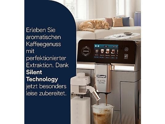 DELONGHI ECAM 470.85.MB ELETTA ULTRA – über 50 Rezepte, heißer und kalter Milchschaum, 4 Benutzerprofile, intuitive Touch-Bedienung, Kaffeevollautomat Silber - Image 3