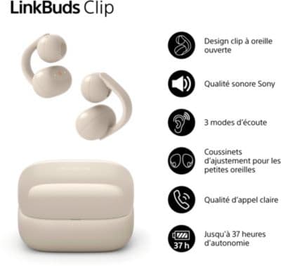 Ecouteurs SONY Linkbuds Clip Crème - Image 2
