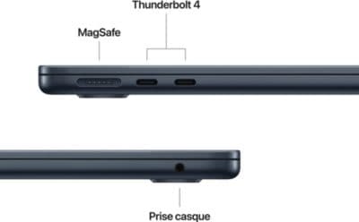 Ordinateur Apple MACBOOK Air 15" Puce M5 CPU 10 / GPU 10 coeurs Mémoire RAM 16Go Stockage 512Go SSD Minuit - Image 6
