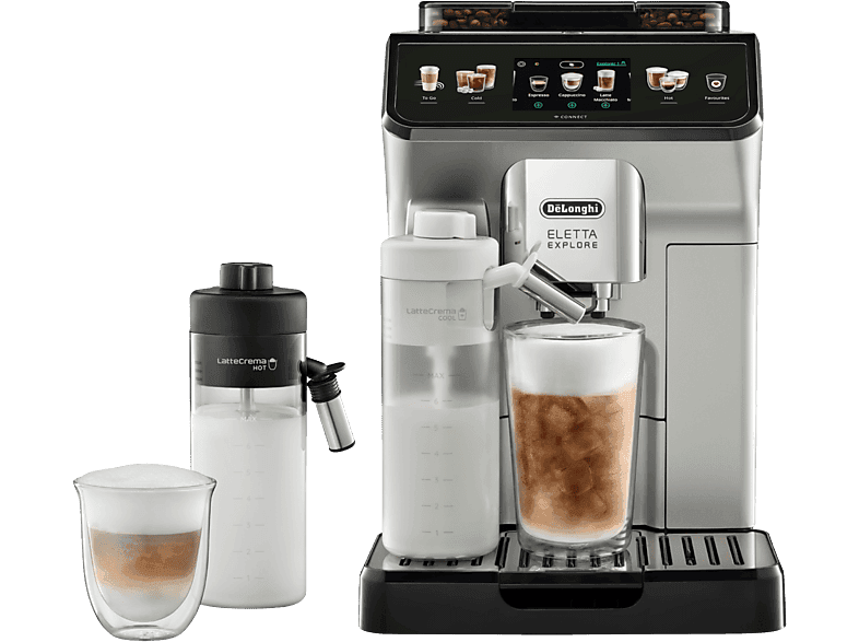 Cafetera superautomática - De'Longhi Eletta Explore Cold Brew ECAM450.65.S, 1450W, 19 bar, Molinillo integrado, Táctil, Bebidas frías calientes, Plata - Image 1