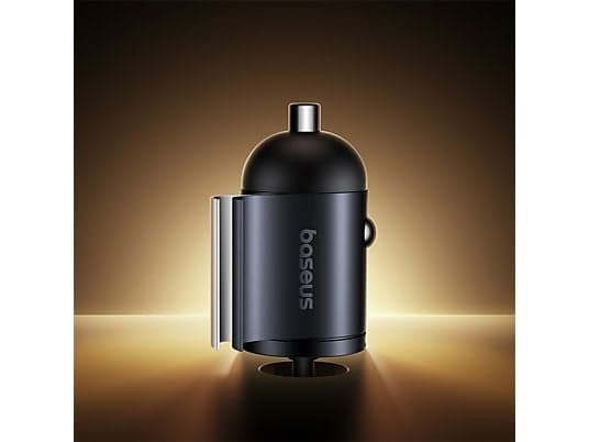Cargador coche - Baseus Tiny Star Mini, 30W, 2x Tipo-C, Carga rápida, Multidispositivo, Con pestaña de extracción, Universal, Negro Cosmic - Image 5