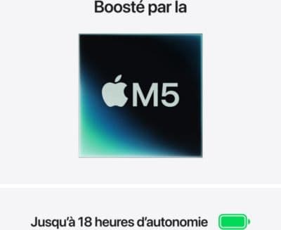 Ordinateur Apple MACBOOK Air 15" Puce M5 CPU 10 / GPU 10 coeurs Mémoire RAM 16Go Stockage 512Go SSD Minuit - Image 4