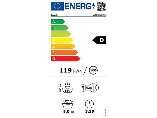 Secadora bomba de calor - BOSCH WTR85V00ES, Eléctrico, 1 kg, Blanco - Image 4