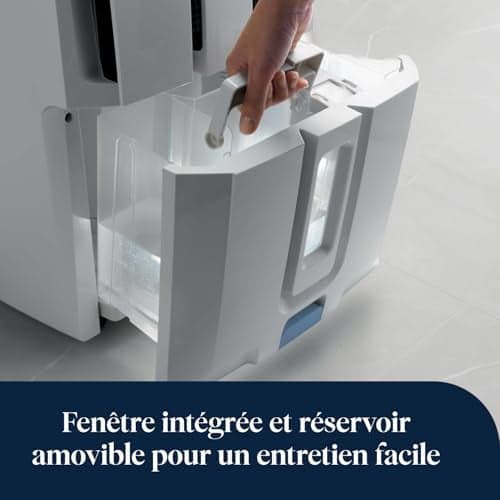 De’Longhi Tasciugo AriaDry - Déshumidificateur Portable pour la Maison, Élimination Humidité 30L/24h, Séchage, Anti-Moisissure, Pompe drainage 5m, Silencieux, Ecran LCD, Minuteur, Blanc (DD230P) - Image 7