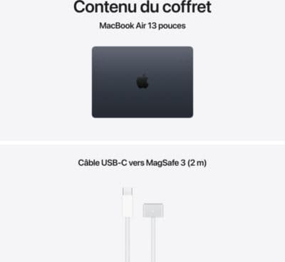 Ordinateur Apple MACBOOK Air 15" Puce M5 CPU 10 / GPU 10 coeurs Mémoire RAM 16Go Stockage 512Go SSD Minuit - Image 9
