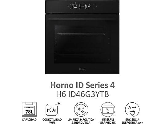 Horno - Haier H6 ID46G3YTB ID Series 4, Multifunción, Pirolítico e hidrolítico, 78 l, 59.5 cm, Negro - Image 4
