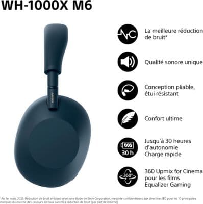 Casque SONY WH-1000XM6 IA Bleu - Image 2