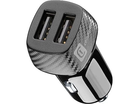 Cargador USB para coche - CellularLine MULTI, Doble puerto USB, 12 W, Universal, Negro - Image 2