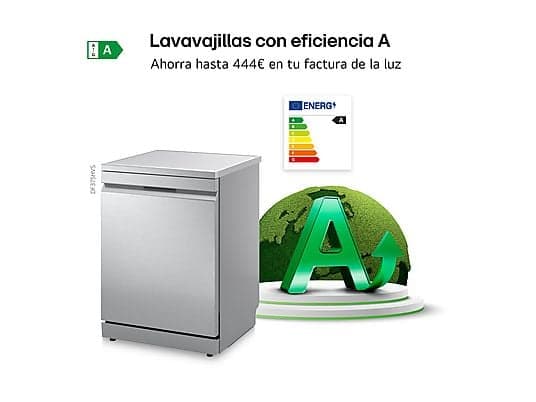 Lavavajillas - LG DF375HVS, 14 servicios, 10 programas, 60 cm, LED táctil, Tercera bandeja, TrueSteam™, QuadWash™, Inox antihuellas - Image 6