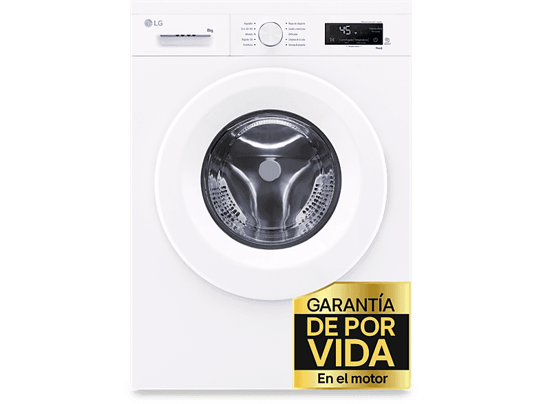 Lavadora carga frontal - LG F4X1008NWH, 8 kg, 1400 rpm, 10 programas, AI Direct Drive™, ThinQ™, Blanco Marfil - Image 1