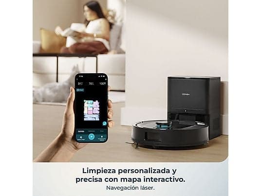 Robot friegasuelos - Cecotec Conga Y80, Navegación inteligente, Programable, 13000 Pa succión, Base de 2,5L, Cepillo para mascotas, Negro - Image 5