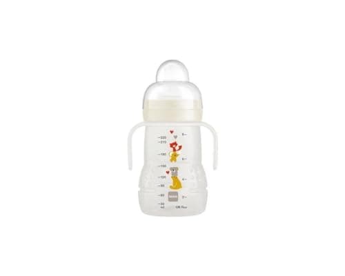 MAM | Transition Bottle 4+ Months (220 ml) White - Training Bottle with 1 Quick Flow 3 Teat + 1 Leak-Proof Spout - Feeding Bottle with Ergonomic Handles for Learning to Drink Like a Big - Image 2