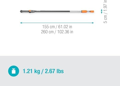 Gardena Telescopic Water Flow Handle M - XL: Water Conductive Cleaning Handle 155-260 cm, Aluminium, for Remote Areas, Original Gardena System (18804-20) - Image 4