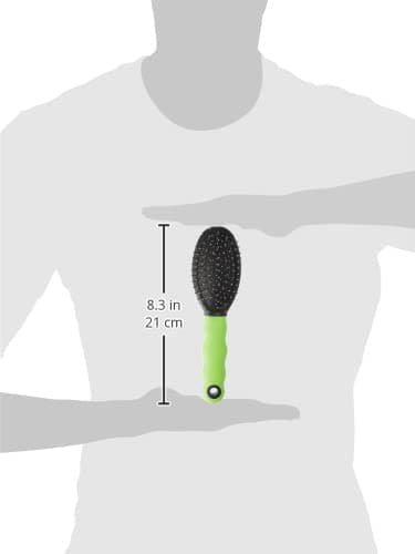 Ferplast Double Brush for Cats - Short, Medium & Long Hair - Stainless Steel Rounded Heads - Soft Bristles - Ergonomic Soft Handle - Size S, Green - Image 7