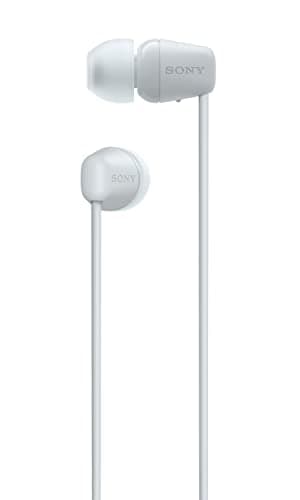 Sony WI-C100 Wireless Bluetooth Earphones - Up to 25 Hours of Battery Life - Built-in Microphone for Phone Calls - Compatible with Voice Assistants - White - Image 4