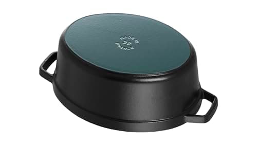 STAUB Enamelled Cast Iron Casserole Dish with Lid, Suitable for All Heat Sources Including Induction, 1 to 2 People, Oval, 17 cm, 1 L, 2.4 kg, Matte Black - Image 6