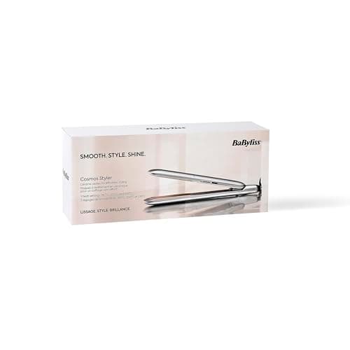 BaByliss Lisseur cheveux Cosmos – NOUVEAUTÉ 2025, Technologie céramique, 3 réglages de température 180–235°C, Multi-voltage, Argenté, ST260E - Image 6