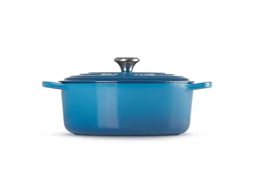 LE CREUSET, Signature Enamelled Cast Iron Casserole Dish with Lid, Ø 25 cm, Oval, Compatible with All Heat Sources (Induction Included), Capacity: 3.2 L, 3.65 kg, Marseille Blue - Image 5