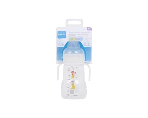 MAM | Transition Bottle 4+ Months (220 ml) White - Training Bottle with 1 Quick Flow 3 Teat + 1 Leak-Proof Spout - Feeding Bottle with Ergonomic Handles for Learning to Drink Like a Big - Image 3